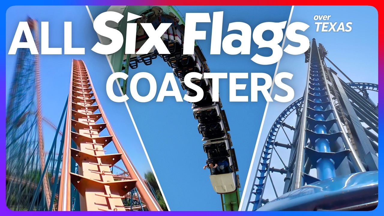 All Roller Coasters Six Flags over Texas - 10 Awesome Front Seat POVs !