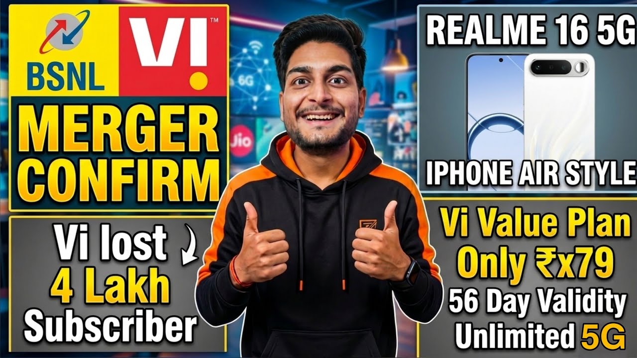 Bsnl & Vi Meger Finnly Confirm | Vi Lost 4 Lakh Subscriber | Realme 16 5G | Jio No 2