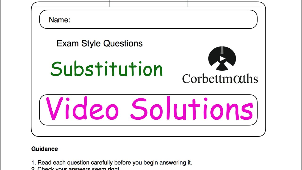 Substitution Answers - Corbettmaths
