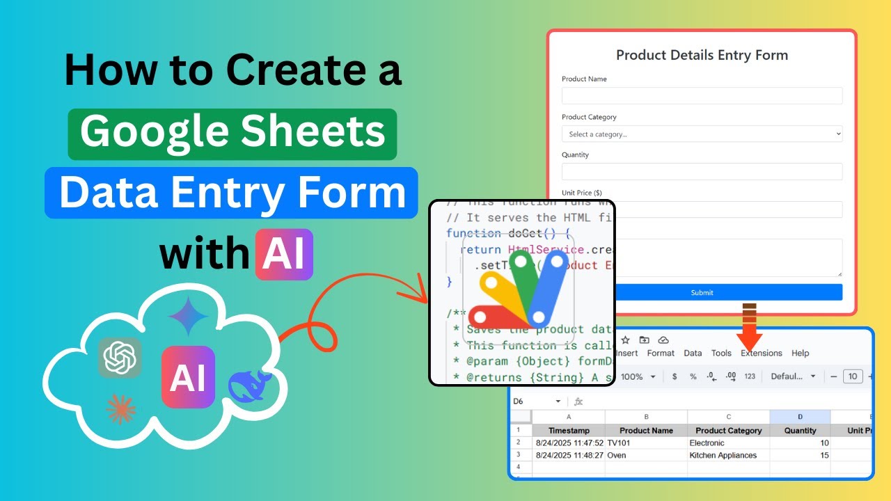 Как создать форму ввода данных в Google Таблицах с помощью ИИ