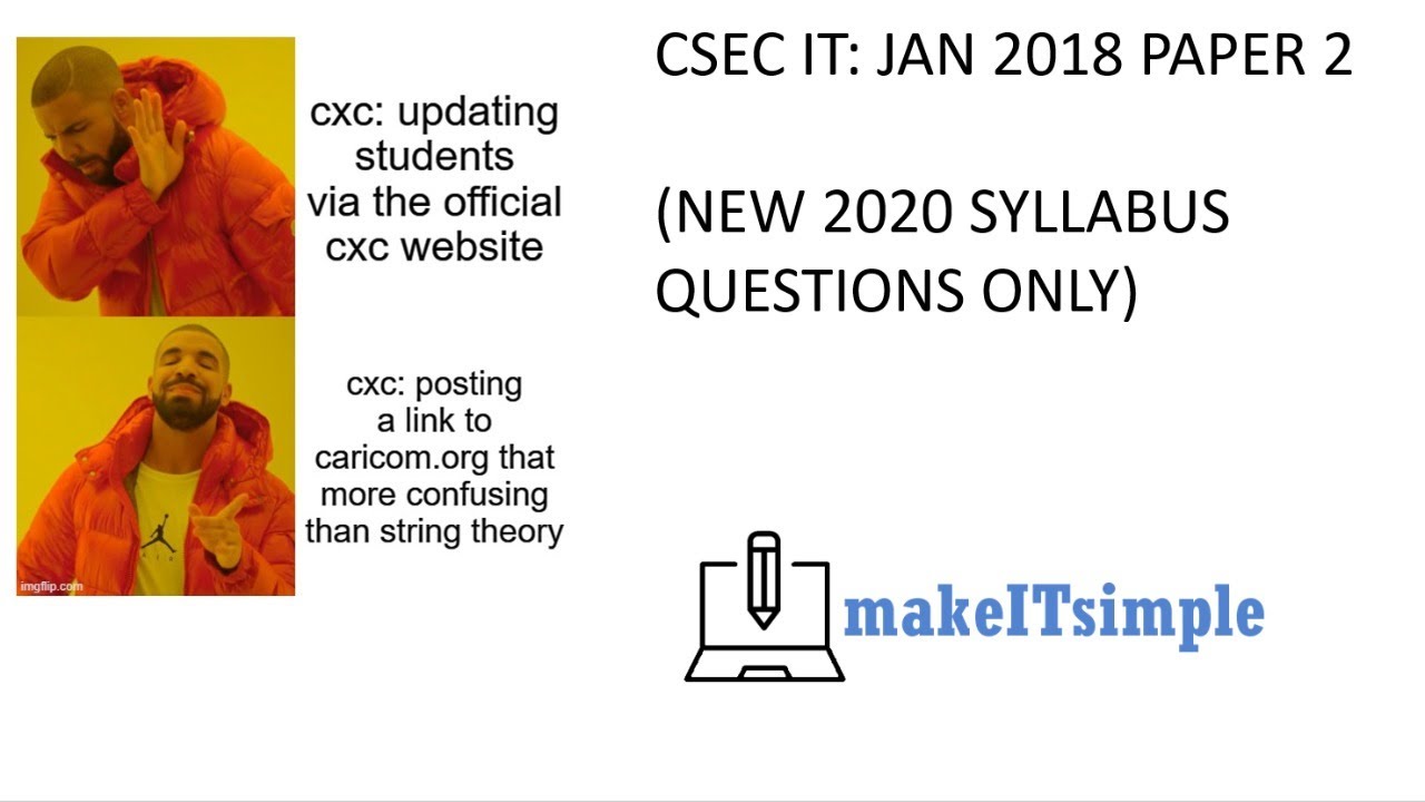 CSEC IT: JAN 2018 PAPER 2 SOLUTIONS (2020 Syllabus questions only) | MAKE | IT | SIMPLE | TT
