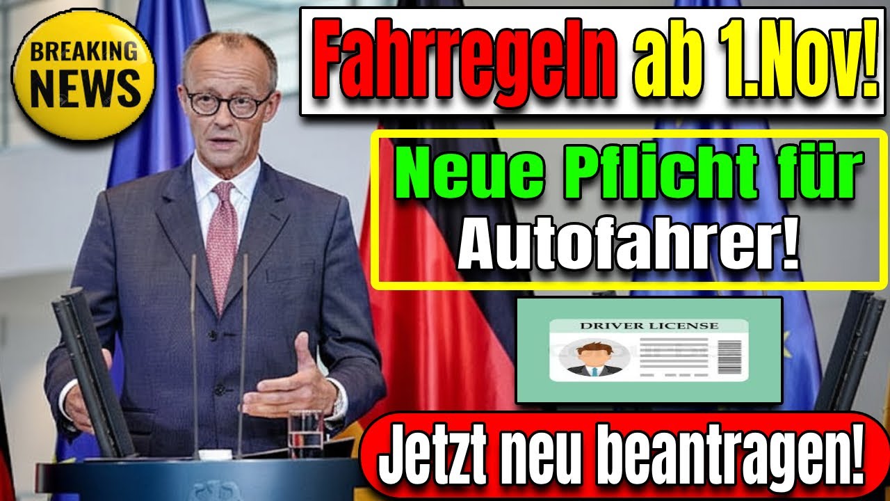 Neue Fahrregeln ab 1. Nov 2025: Millionen in Deutschland m&uuml;ssen ihren F&uuml;hrerschein neu beantragen!