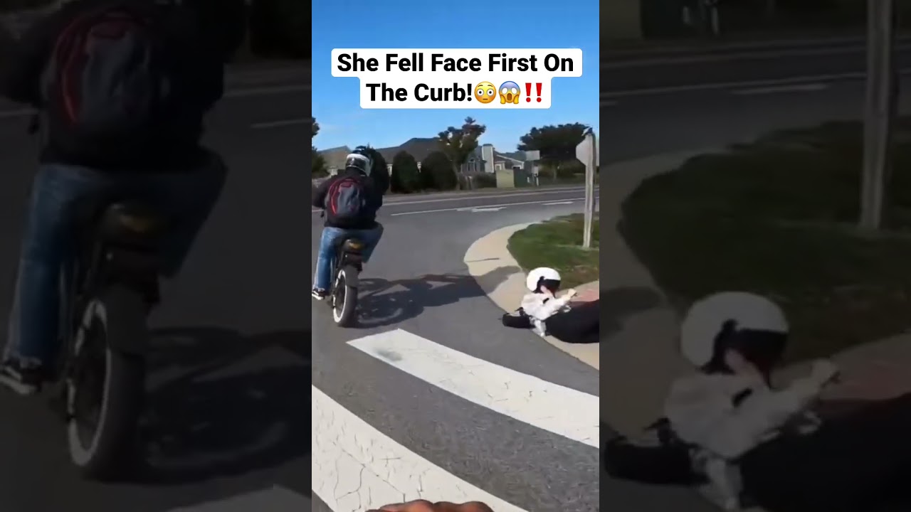 EBIKE CRASH- She Fell FACE FIRST on the curb! 😳😱 #ebike #short #shorts