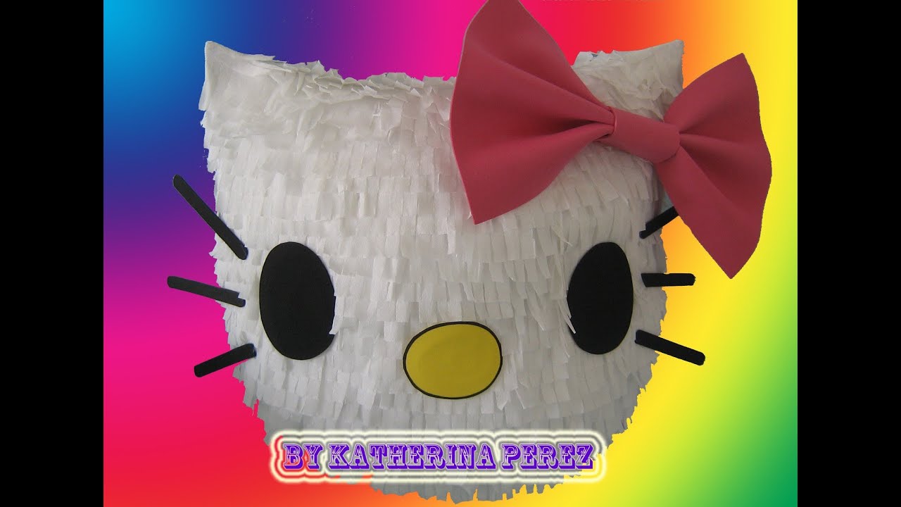 Como hacer una pinata cabeza de Hello kitty - Hello kitty head pinata