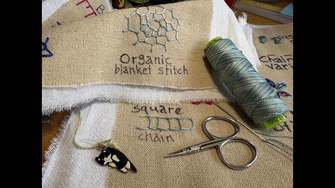 Ep 15 = Stitch Dictionary | Organic Blanket Stitch & Square Chain Stitch | Hand Embroidery Tutorial