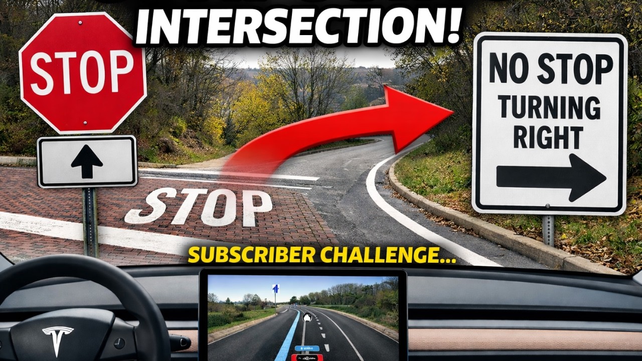 Tesla FSD 14.2.2.5 vs This Confusing “No Stop” Intersection (Subscriber Challenge!)