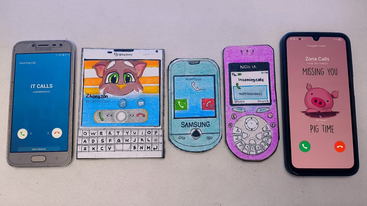 Samsung J2 Pro vs BlackBerry Cat vs Samsung Corby vs Nokia 3650 vs Galaxy a17 Pig incoming call