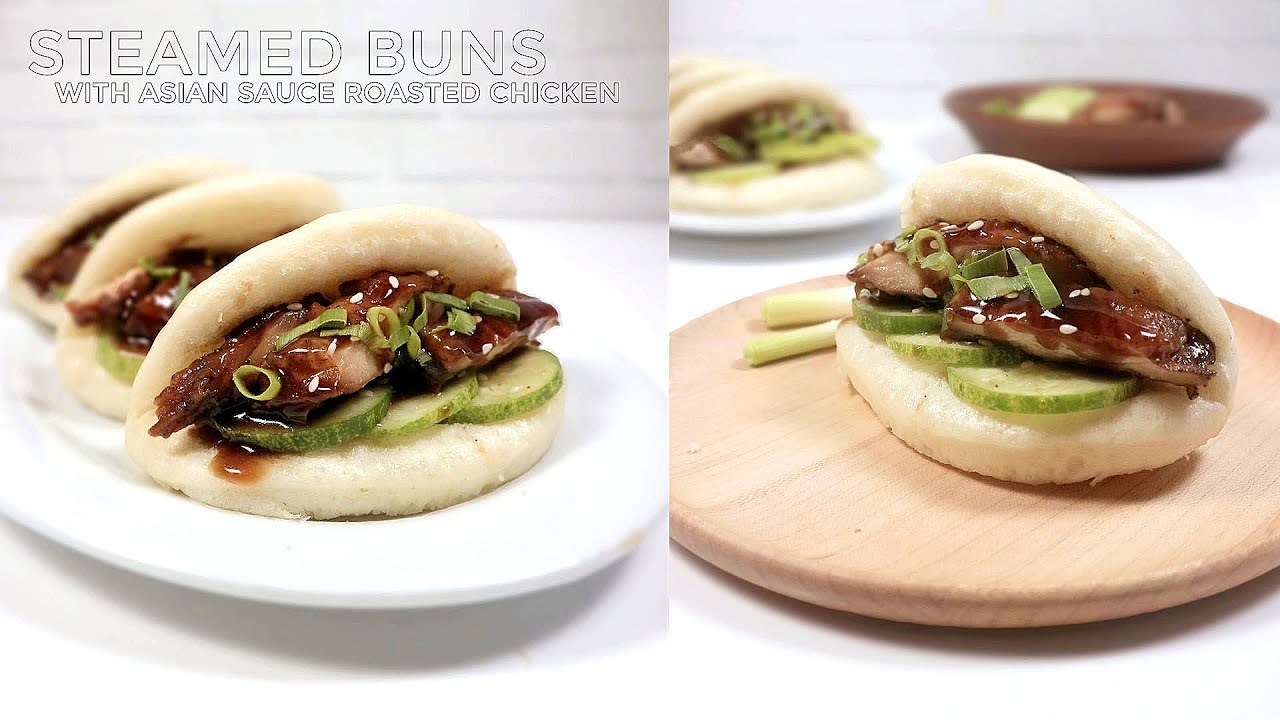 BAKPAO LIPAT AYAM PANGGANG SAUS ASIA // STEAMED BUNS WITH ASIAN SPICE SAUCE ROASTED CHICKEN