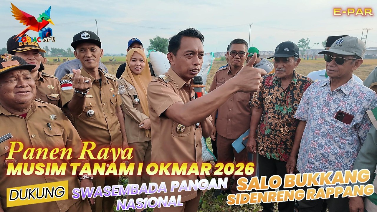 Bupati Sidrap Panen Raya MT 1 Okmar 2026 di Desa Salo Bukkang Kec. Dua Pitue Kab. Sidrap