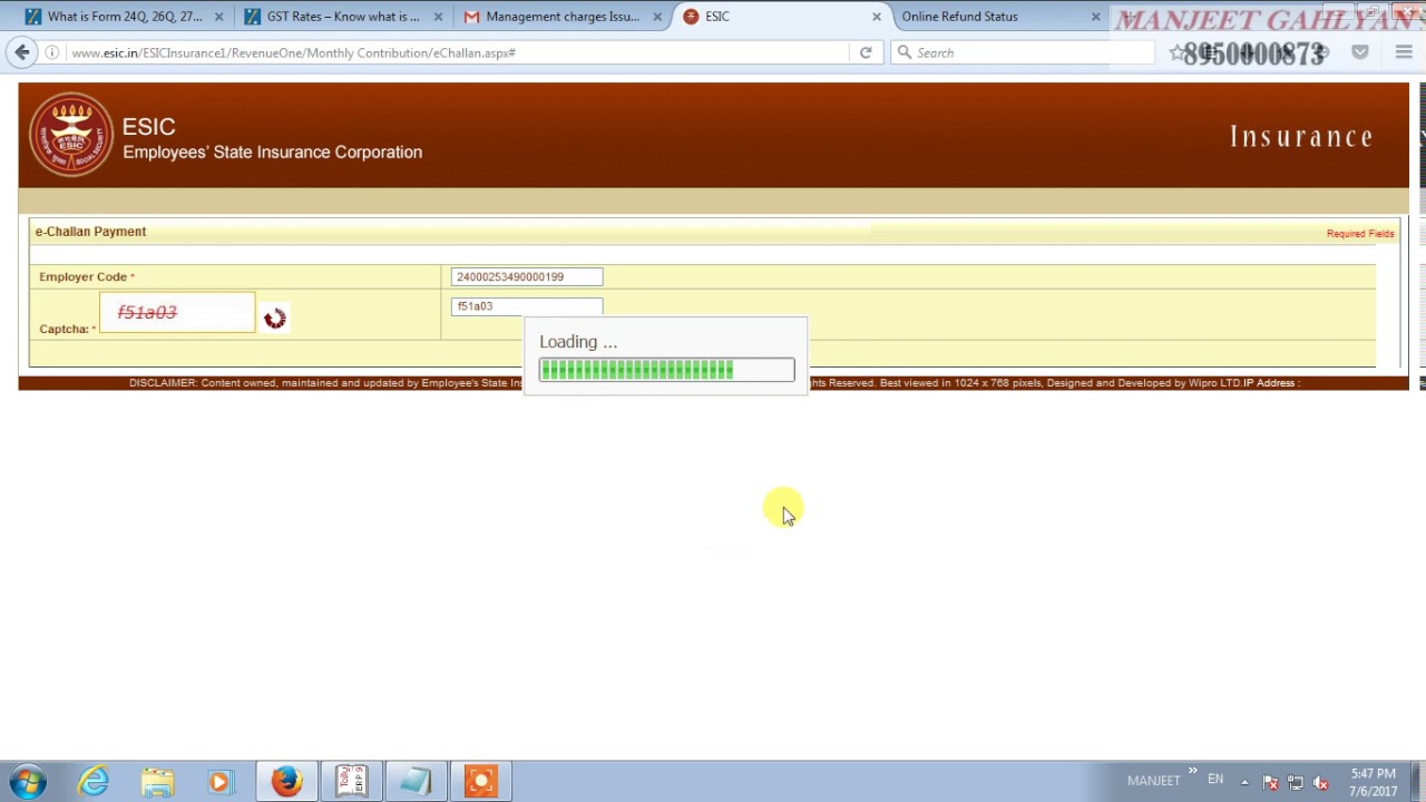 ESI CHALLAN PAYMENT ONLINE
