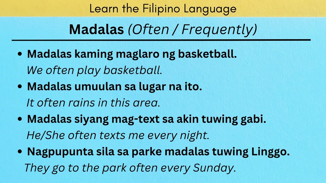 Madalas (Often Frequently) | LEARN TAGALOG/FILIPINO #tagalog