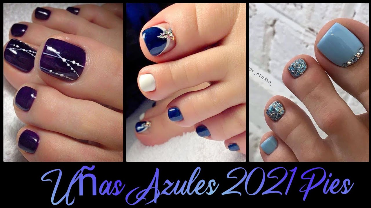 ❤️DISEÑOS DE UÑAS AZÚL PIES 2023|blue nail2023 
