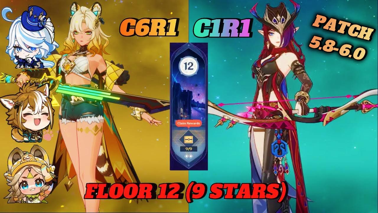 NO SKIRK TEAMS | 5.8-6.0 Abyss Floor 12 [9 Stars] | C6R1 Xilonen - C1R1 Chasca | Genshin Impact