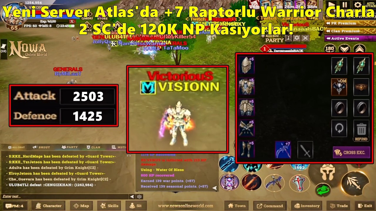 FETWORK - Yeni Server Atlas'da +7 Raptorlu Warrior Charla | 2 SC'de 120K NP Kasıyorlar! Nowa Online