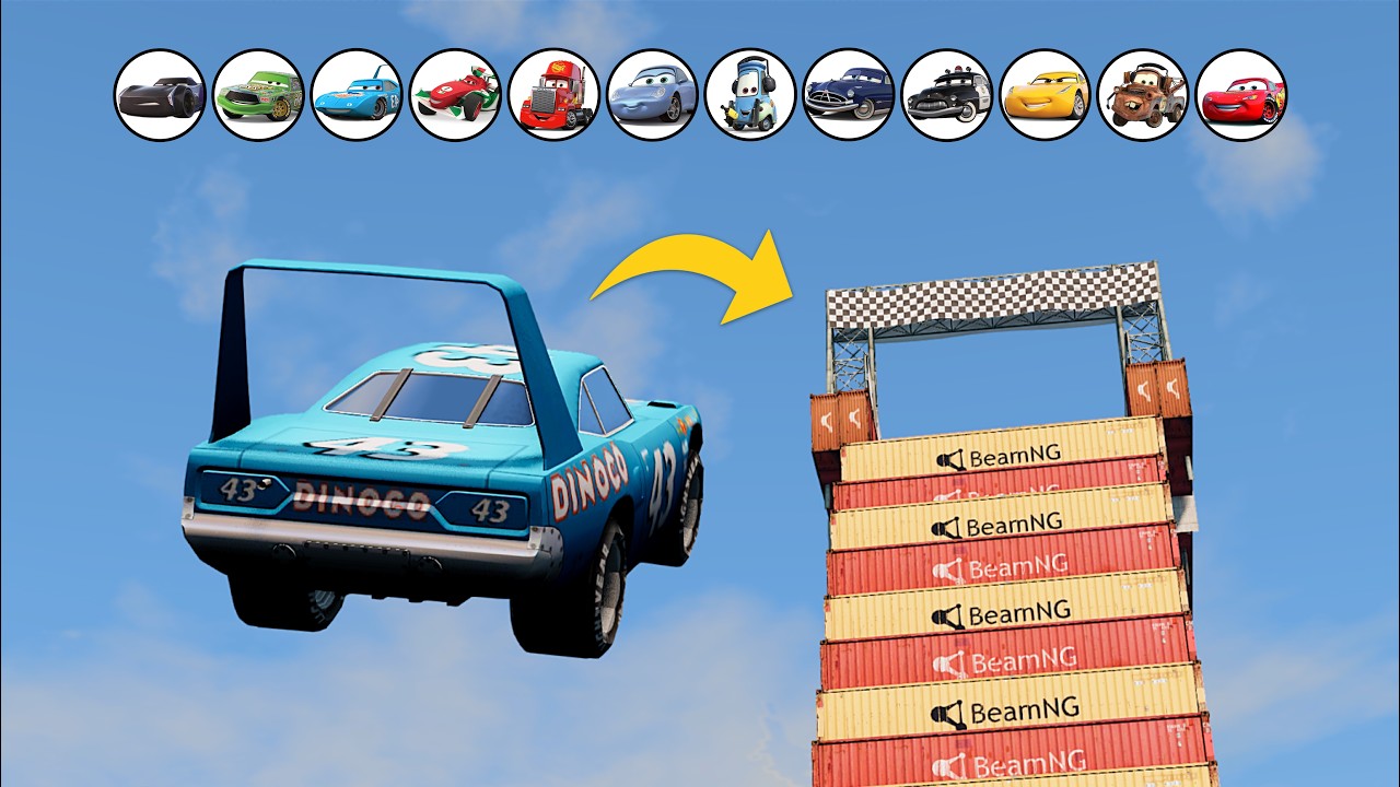 Какая машина из Pixar прыгнет выше всех? | BeamNG Drive