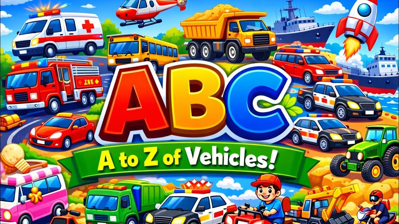 ABC Vehicle Song 🚗 Learn Alphabet with Cars, Trucks & More #abcd