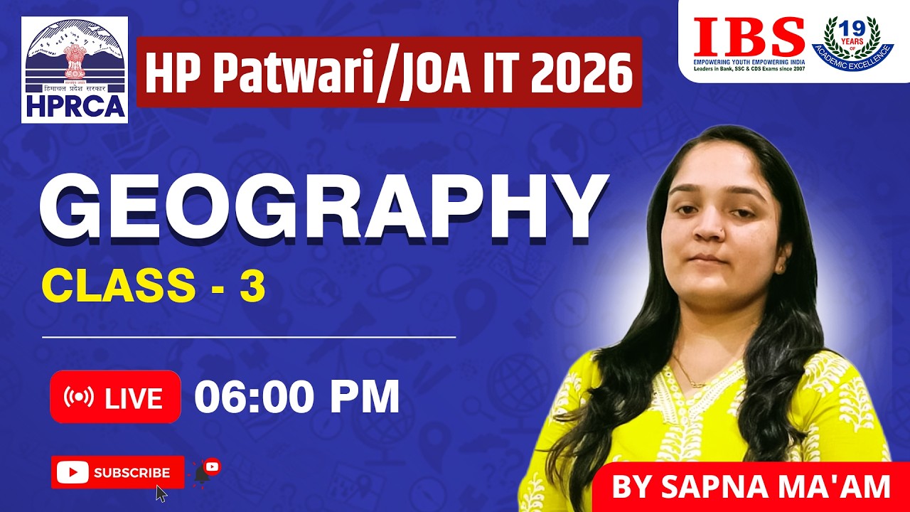 LIVE 06:00 PM || HP PATWARI 2026 || GEOGRAPHY CLASS 3 || SAPNA MA'AM