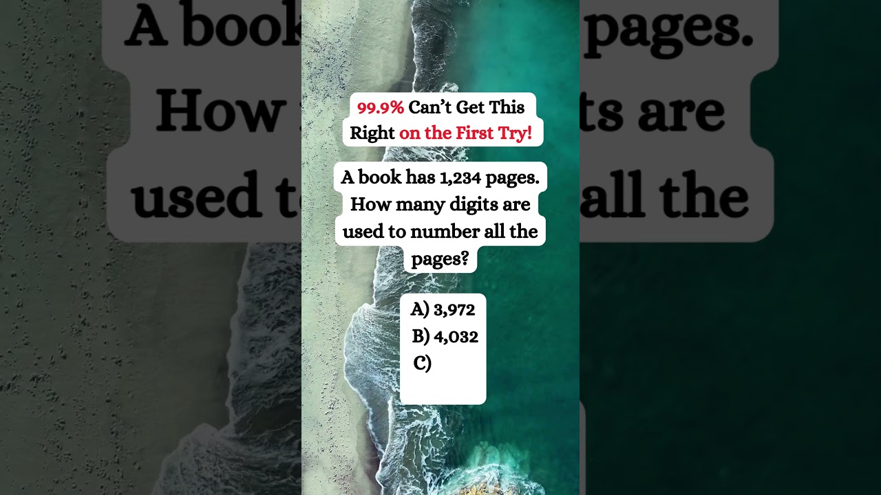 Can You Solve This Insanely Difficult Page Number Riddle?  #canyouanswer #riddlemathworld