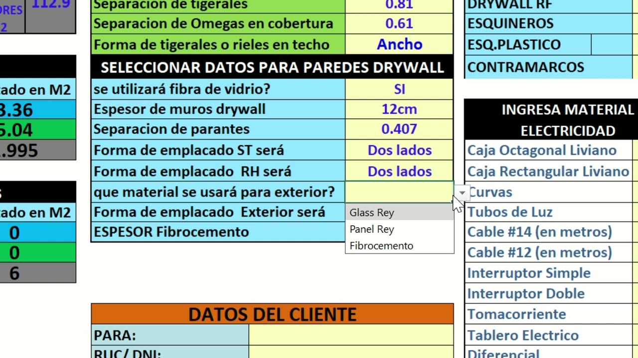 como cotizar y calcular materiales drywall (pladur, tablaroca)