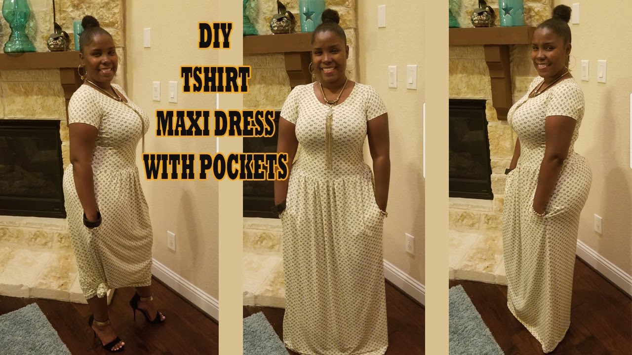 DIY TSHIRT MAXI DRESS WITH POCKETS | HOW TO SEW A MAXI DRESS EASY