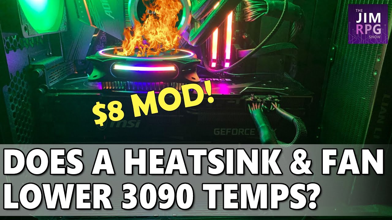 Testing RTX 3090: How low will the vram temps go with this $8 heatsink and fan mod?
