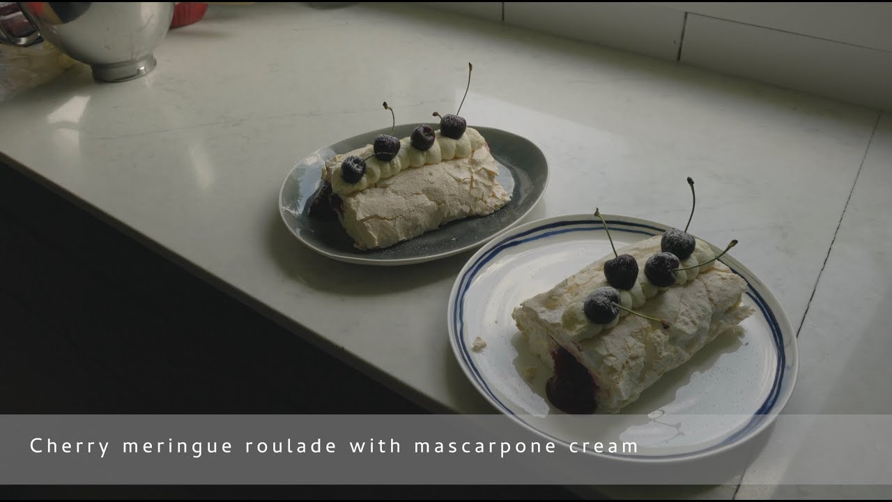 Cherry meringue roulade with mascarpone cream 車里子蛋白卷配馬斯卡彭奶油