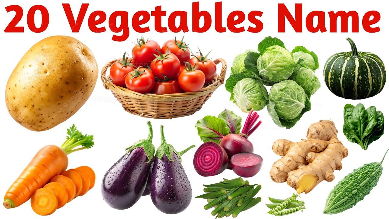 20 सब्जियों के नाम सीखें बच्चों के लिए | Learn 20 Vegetable Names for Kids with Pictures and Sound