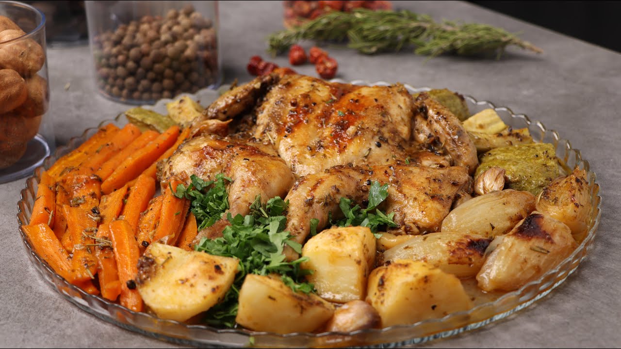 الدجاج بالخضار بتتبيله الذ من المطاعم 👌😍