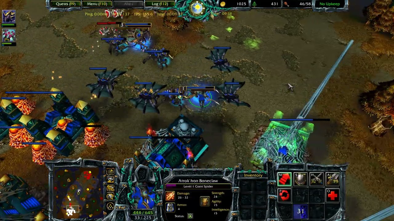 Warcraft III: Nerubian vs Human (Insane) AI Computer