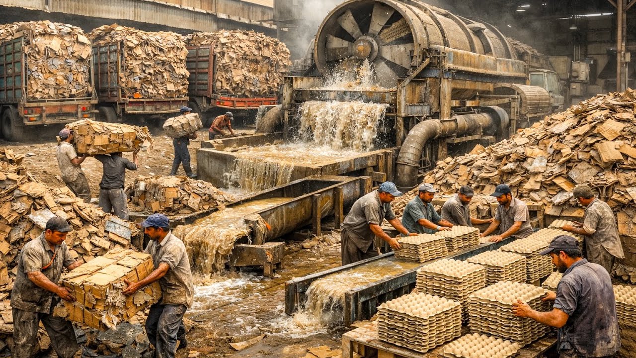 Incredible Recycling Process of Making Egg Trays Using Waste Paper Factory Manufacturing process
