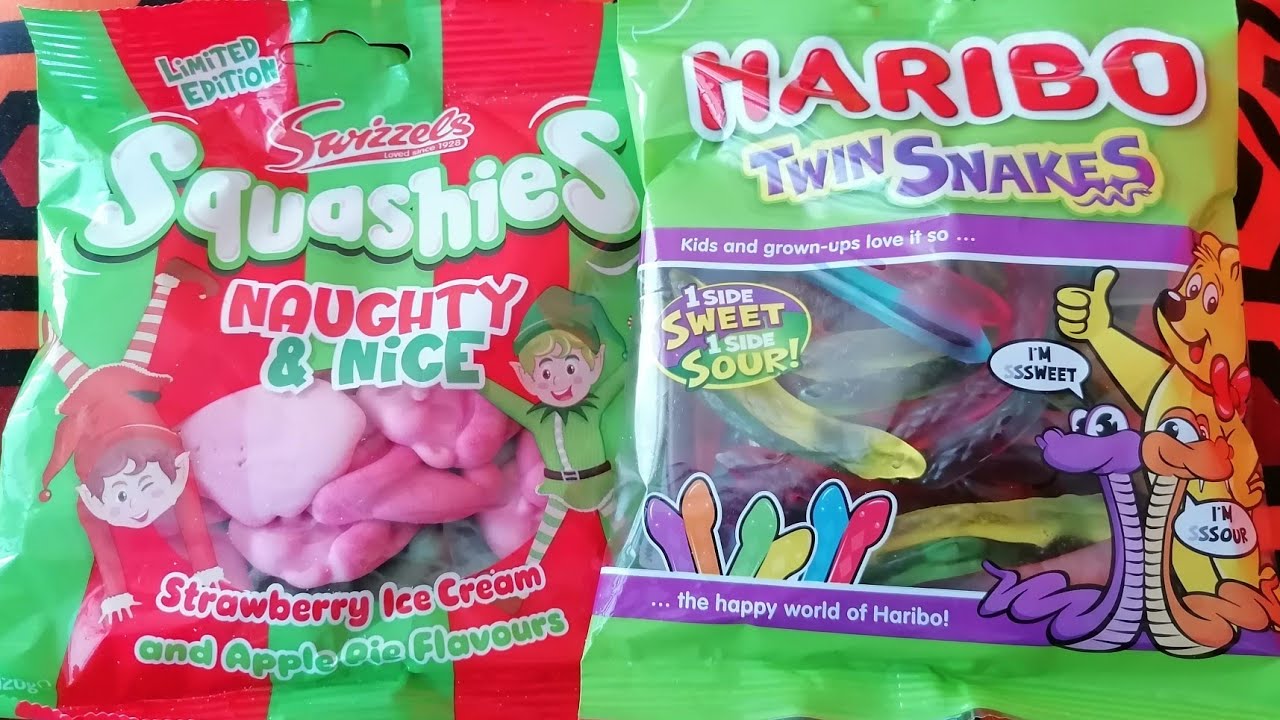 Limited edition Swizzels squashies vs  Haribo twin snakes ooo Sour