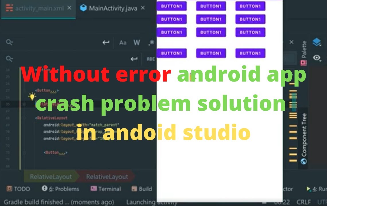 Without error andoid app crash problem solution in andoid studio