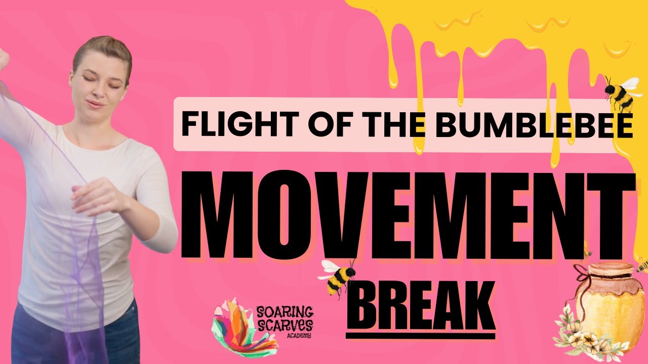 Spring Movement Break for Elementary Music Class | Flight of the Bumblebee Scarf Dance