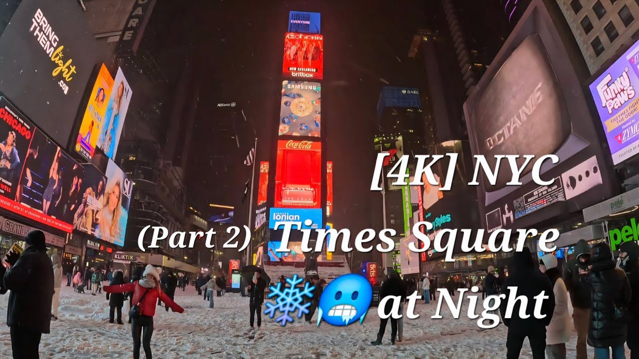4K virtual walk NYC Times Square at Night Snowstorm❄️❄️ #video #youtube #snow #travel #explore #nyc