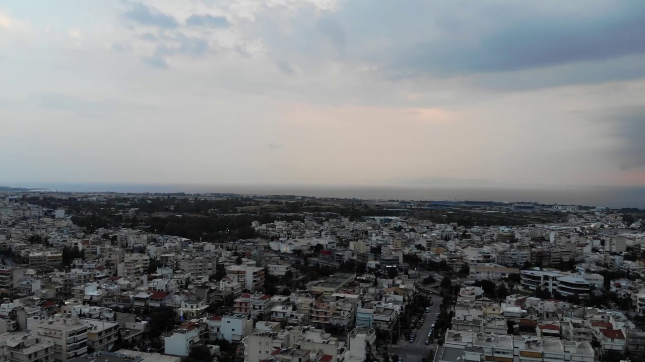 Α panoramic view of Argyroupolis with a drone 4k