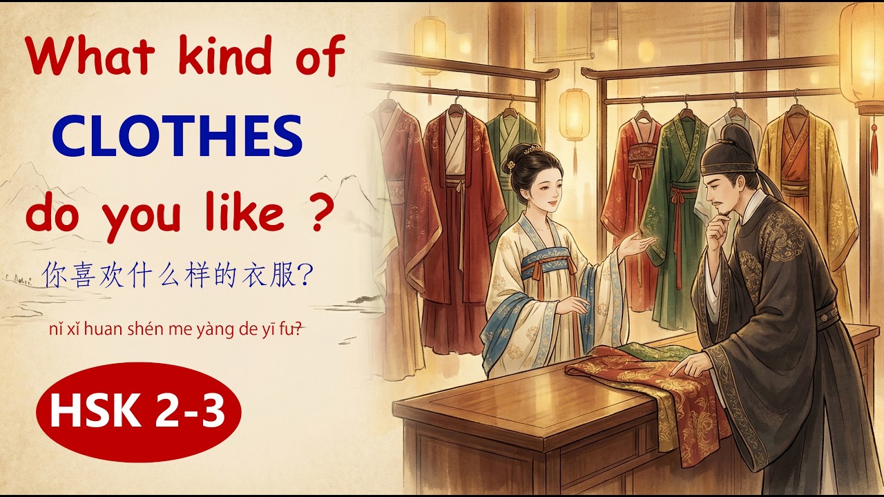 HSK 2-3 | What kind of clothes do you like ? | Chinese podcast | 你喜欢什么样的衣服？