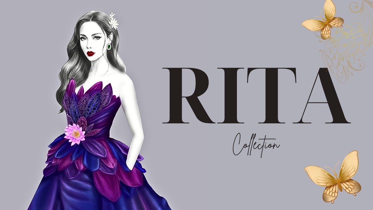 Royal Purple Floral Couture Gown Sketch | Elegant Evening Dress Fashion Illustration Process