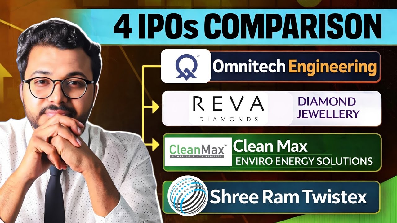4 IPO comparison | Omnitech IPO vs PNGS reva vs clean max Enviro energy vs shree Ram Twistex IPO GMP