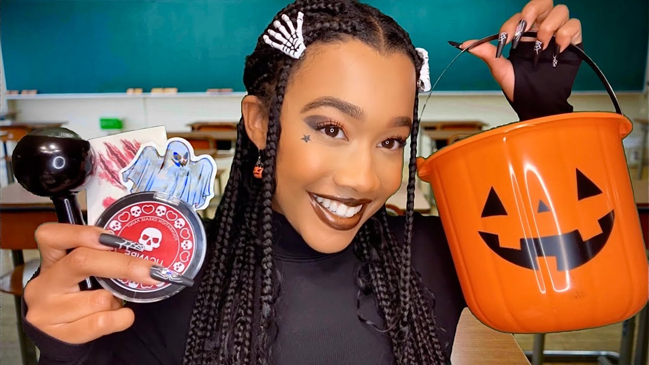 ASMR Girl Who’s Obsessed With Halloween Gives You a Makeover In Class 🎃👻 ASMR Makeover Role-play