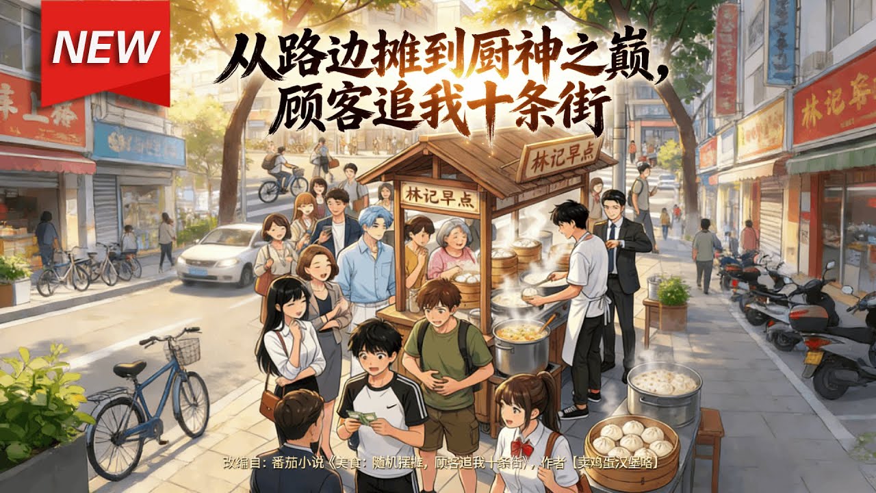 MULTISUB📢新番上线《从路边摊到厨神之巅，顾客追我十条街》第1~65集丨林周绑定“随机摆摊美食系统”，每周被随机分配一种美食、一个奇葩地点和营业时间，凭借神级厨艺，从被质疑到被追捧！#破晓动漫社