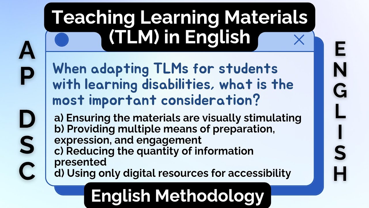 TLM in English | English Methodology | Practice Bits (MCQS) | Teaching Learning Materials (TLM)