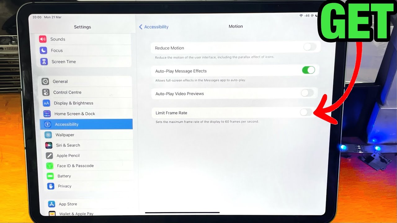 Как включить и отключить 120 Гц/120 кадров в секунду (реклама) на iPad Pro | Полное руководство
