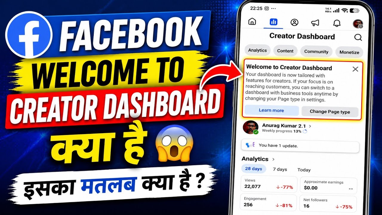 Facebook Welcome to Creator Dashboard Kya Hai? Kyu Aata Hai | Creator Dashboard full Explain 