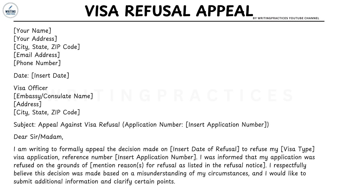 [LETTER TEMPLATE] How To Write A VISA REFUSAL APPEAL Letter Steps Guide | Writing Practices