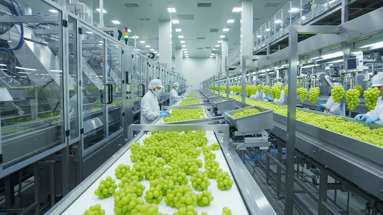 Inside the High-Tech Factory Mass-Producing Luxury Shine Muscat .Single Grape  a $1 in the US