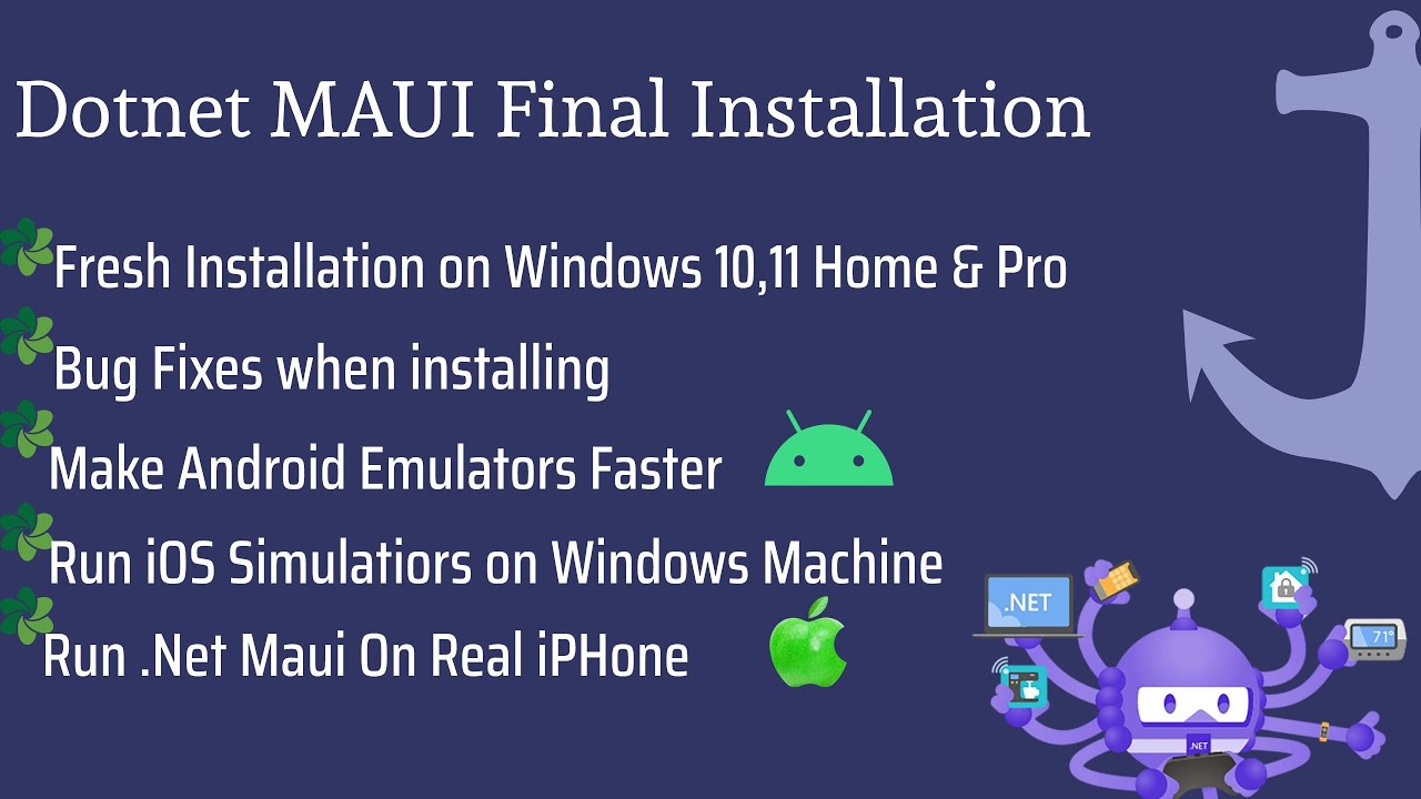 Полная установка Dotnet MAUI на Windows Home и Pro