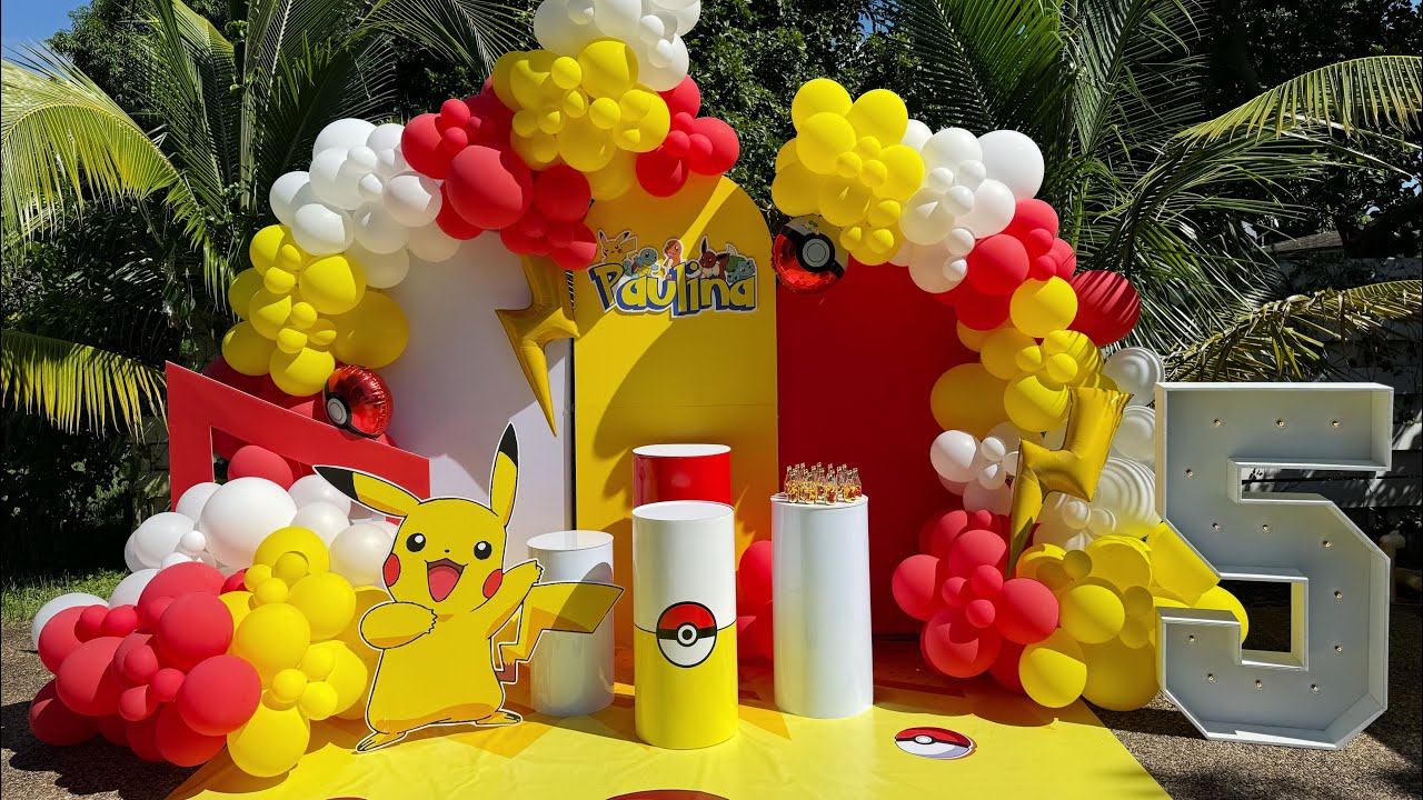 Pikachu Birthday Party or what to do when you took a wrong backdrop cover |Big Balloon Setup Outside