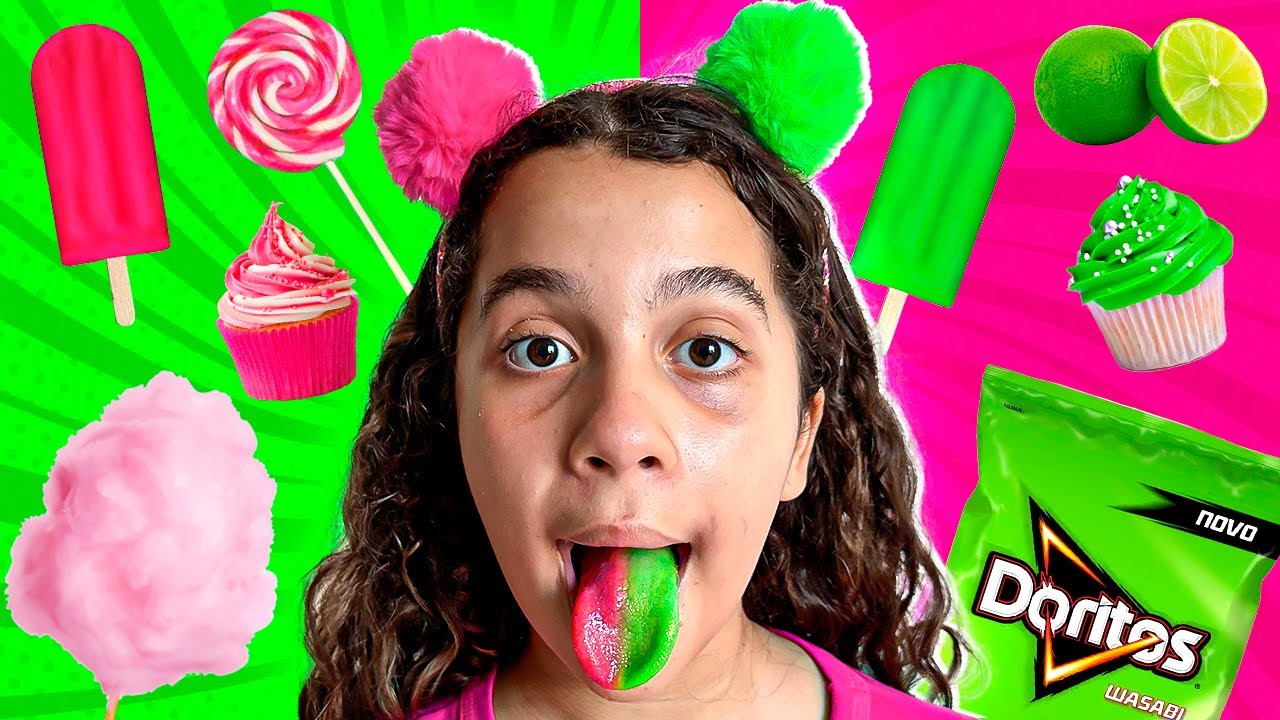 SARAH no DESAFIO DA COMIDA VERDE vs ROSA ! - Sarah de Araújo