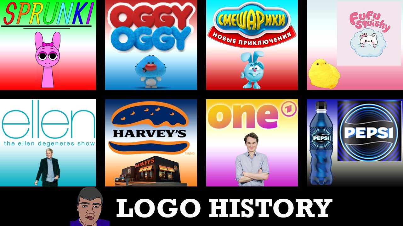 LOGO HISTORY - Sprunki, Harvey's, Oggy Oggy, FUFUSQUISHY, Smeshariki. Novye priklyucheniya & More...