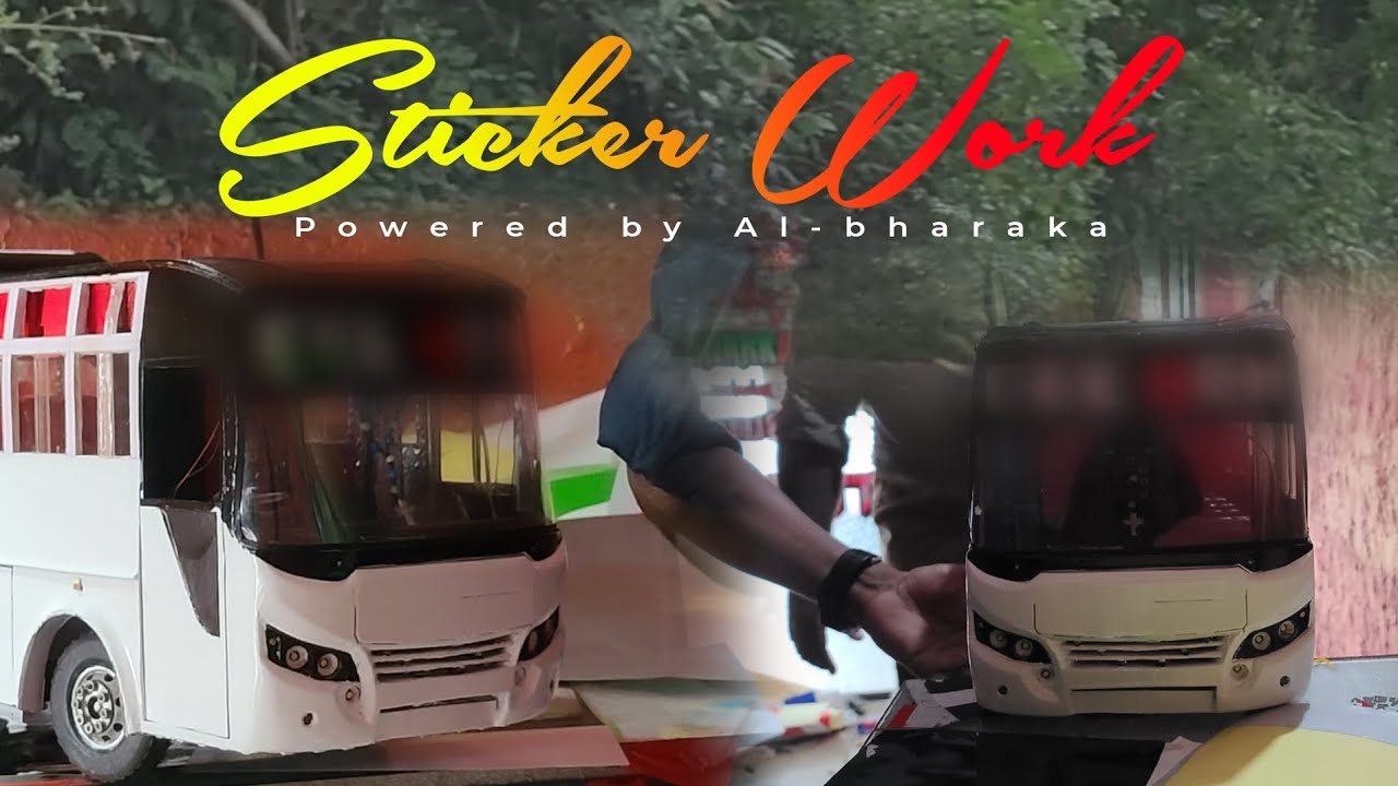 Sticker work of our new miniature bus | JJ CREATION | subscribe